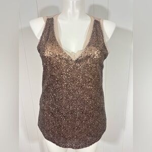 NWT Cupio Women's Sz XL Blush Beige Sequin Sleeveless V-Neck Tank Top Tunic